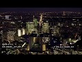 Aerial Footage by night Business District Paris La Défense / Triumphal Way / Paris Axe Historique