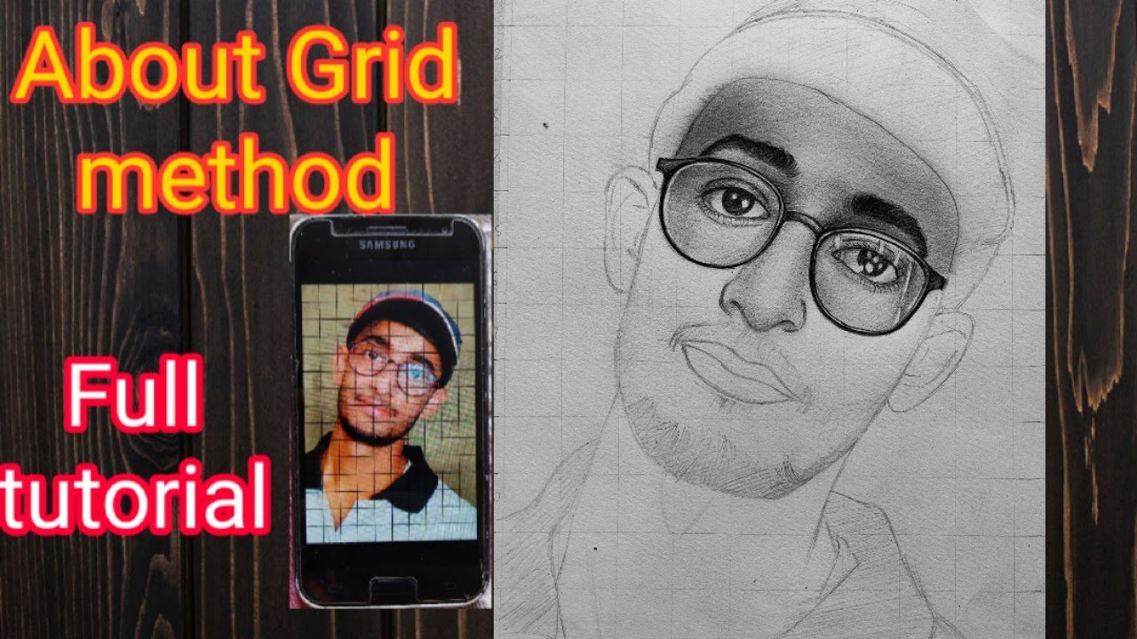 How to draw face using Grid method from mobile|Grid method drawing ...