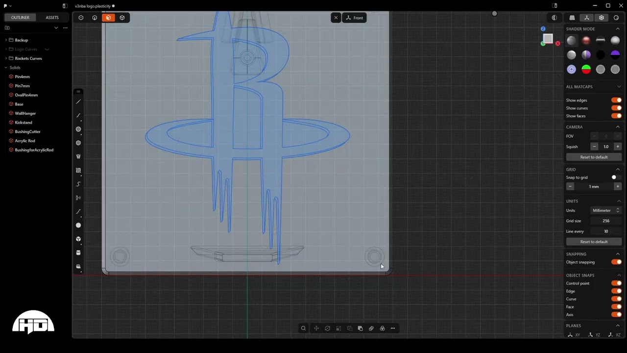 Plasticity CAD: Resizing Base for Floating Logo Sign