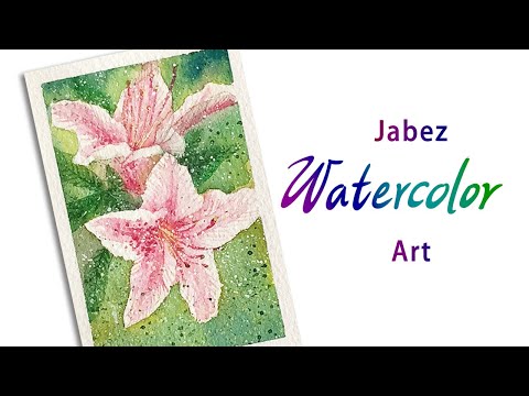 迷你水彩花卉小畫《水彩杜鵑花(粉白色)》Watercolor azalea (Pink white)| 水彩ツツジ（ピンクホワイト) | 수채화 진달래(핑크 화이트)《DIY彩繪系列 #93》