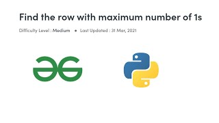 Row With Max 1's | GFG | Python | Love Babbar DSA Cracker Sheet #LoveBabbar #DsaCrackerSheet