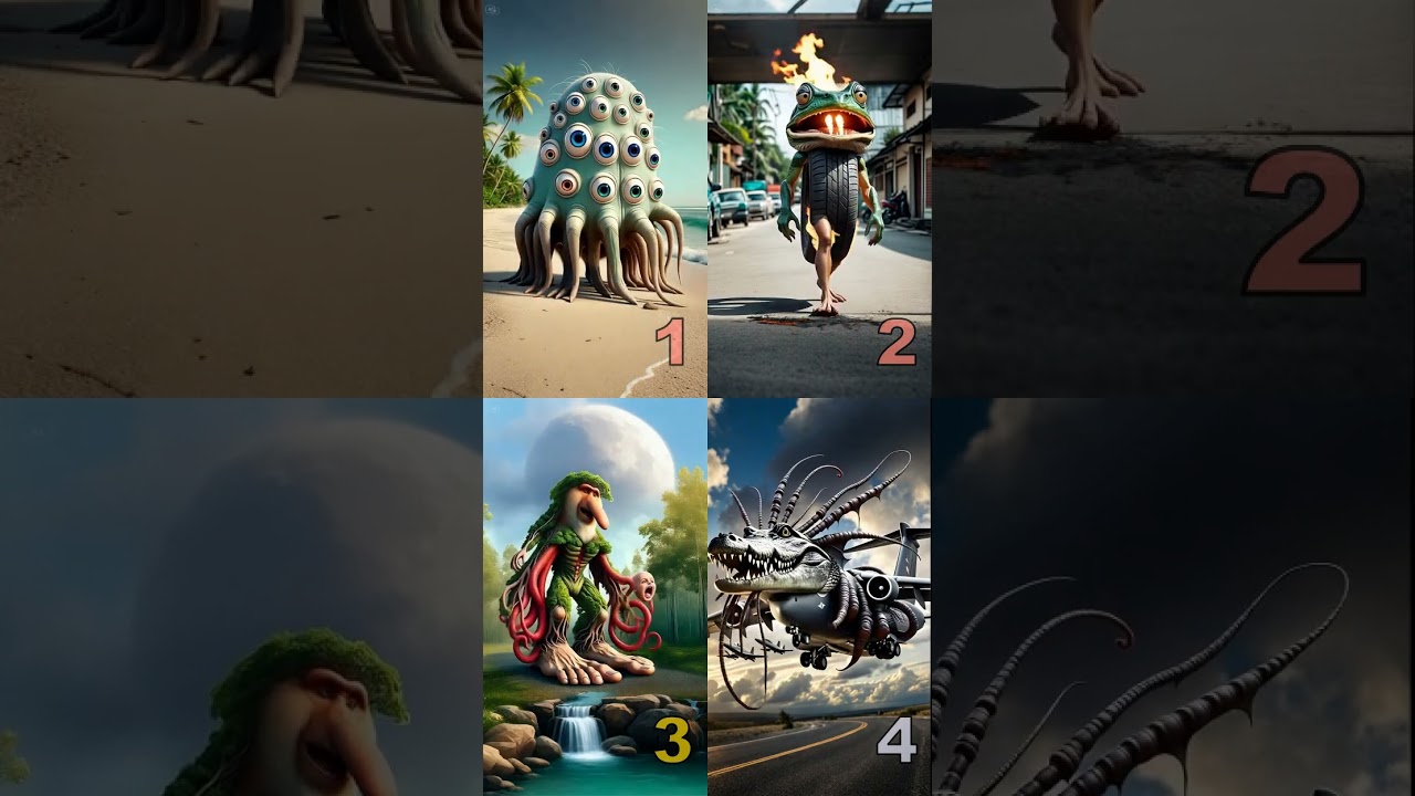 Quadrant Chaos: 4-Way AI Monster Transformations | Your Eyes Won't Survive This!