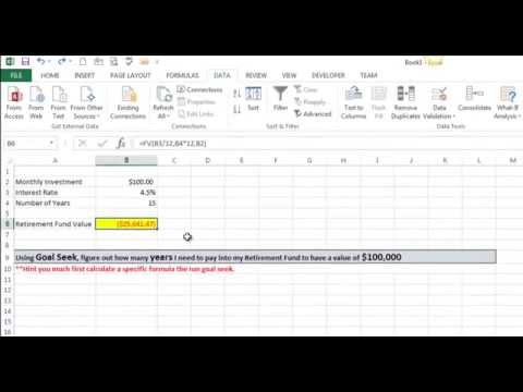 How to use Goal Seek (WhatIf Analysis) in Excel 2013