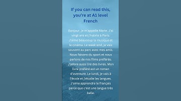 A1 French Reading Practice