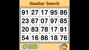 【JimmyPuzzle】 Fun Daily Puzzle for Your Brain! 《Number Search｜Brain Exercise》 #106