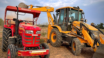JCB 3DX Backhoe Loading Mud In Mahindra Tractor Trolley For Pond Making | Jcb Cartoon Video |