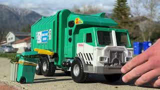 Toy Garbage Trucks in Action Motorized Side Loaders!