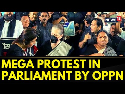 Mega Protest In Parliament By Opposition Leaders Wearing Black | Rahul Gandhi's Disqualified