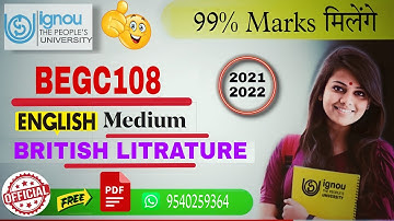 BEGC 108 BRITISH LITERATURE  - IGNOU SOLVED ASSIGNMENT 2021-2022