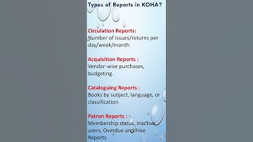 Types of Reports in KOHA an important types in Library and Information Science Quick 60 second video