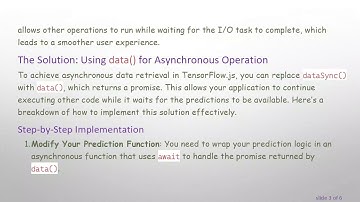 How to Replace tensor.dataSync() with Asynchronous Predictions in TensorFlow.js