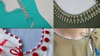 Moti Design On Gala. How To Make Designs On Neck By Using Moti, Stone.