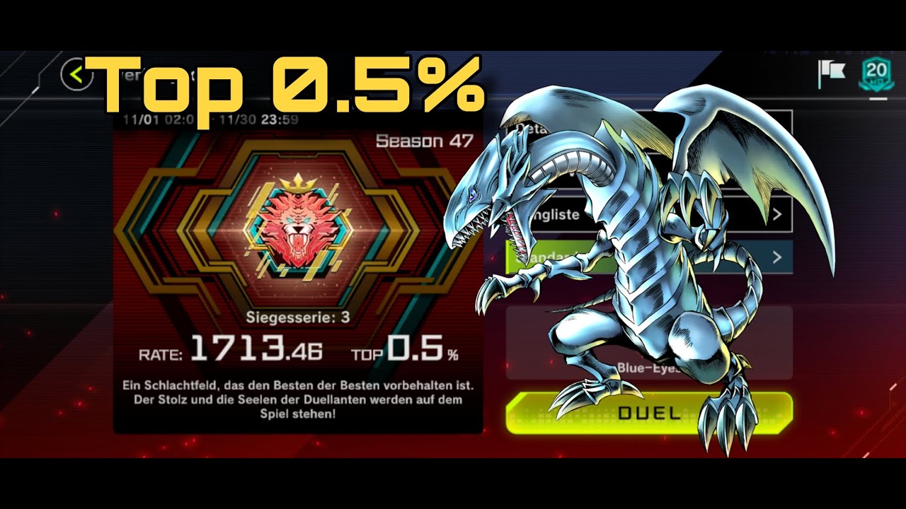 Blue-eyes white dragon - TOP 0.5% - Master Rank Rating Duels - high ELO/ DP [Yu-Gi-Oh! Master Duel]