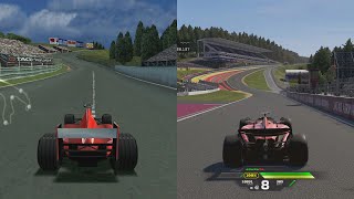 Evolution of Eau Rouge Corner at Spa in F1 Racing Games (1996 - 2024)