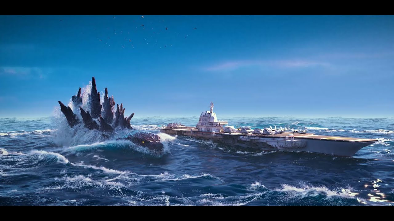 Godzilla Encounters Aircraft Carrier