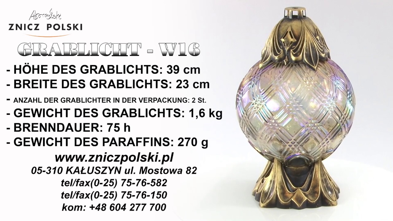 Grableuchte - Lange Brenndauer ,  Grablicht aus Glas  Regenbogen W16
