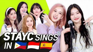 K-POP STARS sing in THREE Languages| TAG/INA/SPN | STAYC | TRANSONGLATION