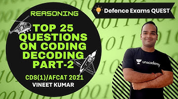 Top 25 Questions on Coding Decoding (Part-2) | Target CDS/CAPF/AFCAT 2020-2021 | Vineet Kumar