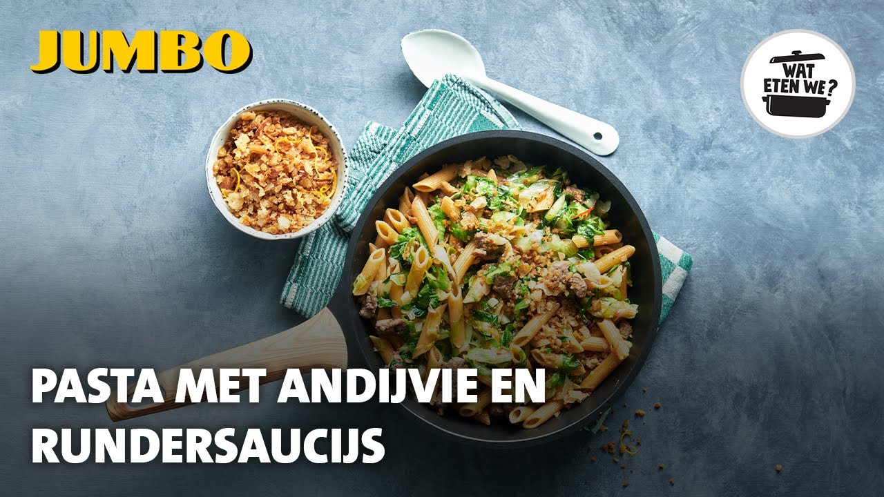 Wat eten we? Pasta met andijvie en rundersaucijs