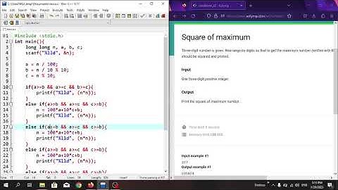 " Square of maximum" in C programming language. #Eolymp problem 8623 .