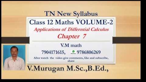 12th Maths  volume  2 Unit 7 Applications of Differential Calculus