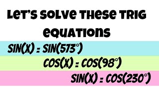 Solving Trig Equations by Equating Arguments