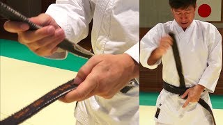 How to tie a Karate Belt【English subtitles in CC】知ってるかな？「空手の帯の結び方」
