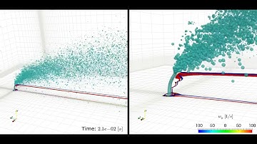 Spray formation and streamlines on liquid jet in crossflow configuration