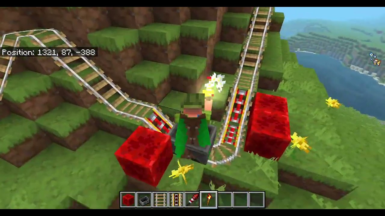 Tom builds a roller coaster on Minecraft 