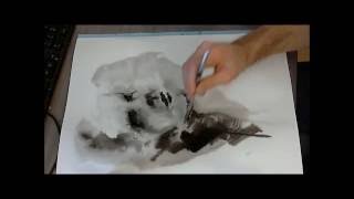 abstract portrait with india ink- full painting (encre de chine