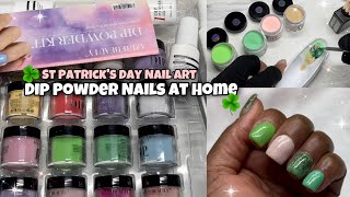 EASY ST PATRICKS DAY NAILS using DIP POWDER | AZUREBEAUTY DIP POWDER from AMAZON | *PRODUCT REVIEW*