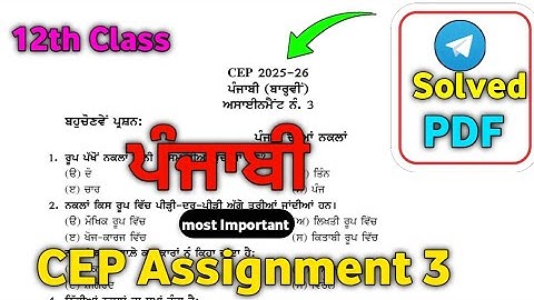 Class 12th Assignment 3 Punjabi | Punjabi Assignment 3 Solution 12th Class #pseb #ceptest #12th