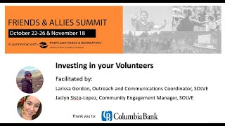 Friends and Allies Summit: Investing in your Volunteers