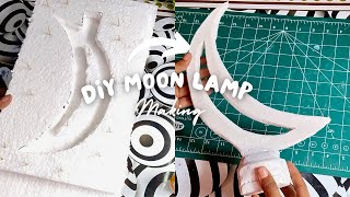 Table lamp  making with cement||DIY moon lamp||cement craft idea||reused of waste foam@DIYwithZafa