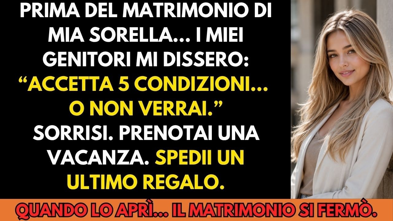 Mancavano diciassette giorni al matrimonio di mia sorella quando i miei genitori mi hanno mandato una mail con cinque condizioni: rinunciare alla mia parte di eredità, pagare venticinquemila euro...