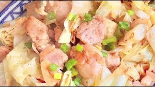 Stir-fried cabbage with fish sauce plus streaky pork recipe