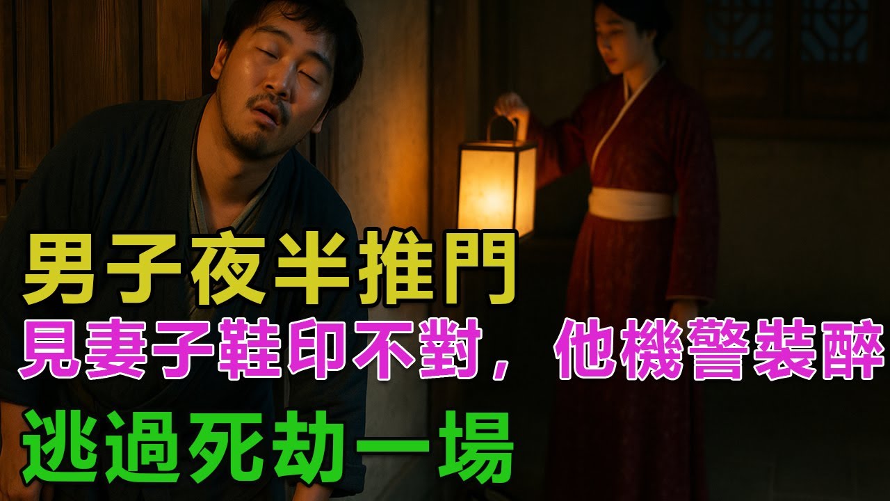 民間故事：男子夜半推門，見妻子鞋印不對，他機警裝醉，逃過死劫一場