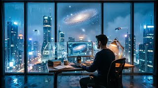 🌧️ Cyberpunk Rain &amp; Space Ambience 🌌 Deep Focus Study Session [24/7 LIVE]