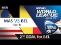 Gougnard knocks the ball in with a rebound off the crossbar MAS 0-2 BEL