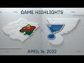 NHL Highlights | Wild vs. Blues - Apr 16, 2022