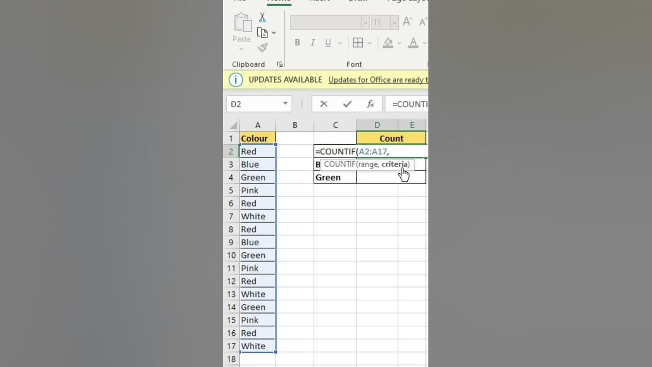 Countif formula in excel countif specific text in excel short youtube