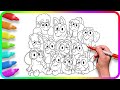 BLUEY Coloring Pages. How to color Bluey, Bingo, Coco, Rusty and others Easy Drawing Tutorial Art