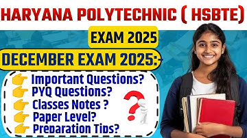 Hsbte Semester Exam Update ll Haryana Polytechnic Semester Exam New Update