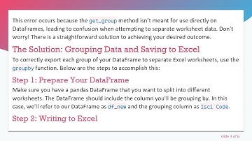 How to Split DataFrame Data into Different Worksheets in Excel Using Pandas