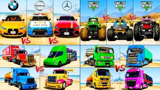 BMW M4 Competition vs Monster Truck vs COLOR Trucks vs Super Cars - GTA 5 Car Mods Compilation