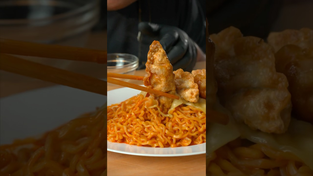 Gyoza Spicy Noodles 🍜 #cooking #shorts