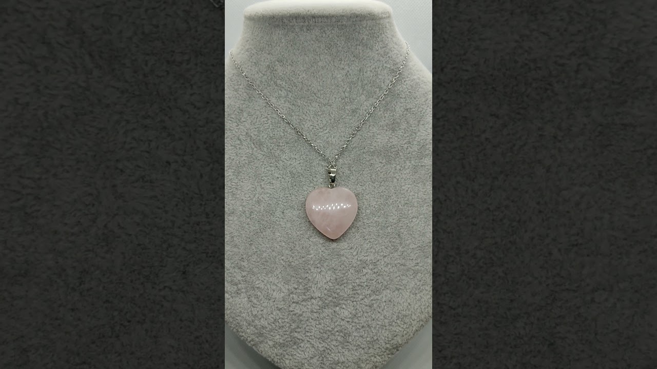 Video collana cuore quarzo rosa