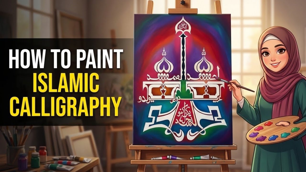 Super Satisfying Surah Ikhlas Islamic Calligraphy Painting For Beginners | Bismillah Painting Art