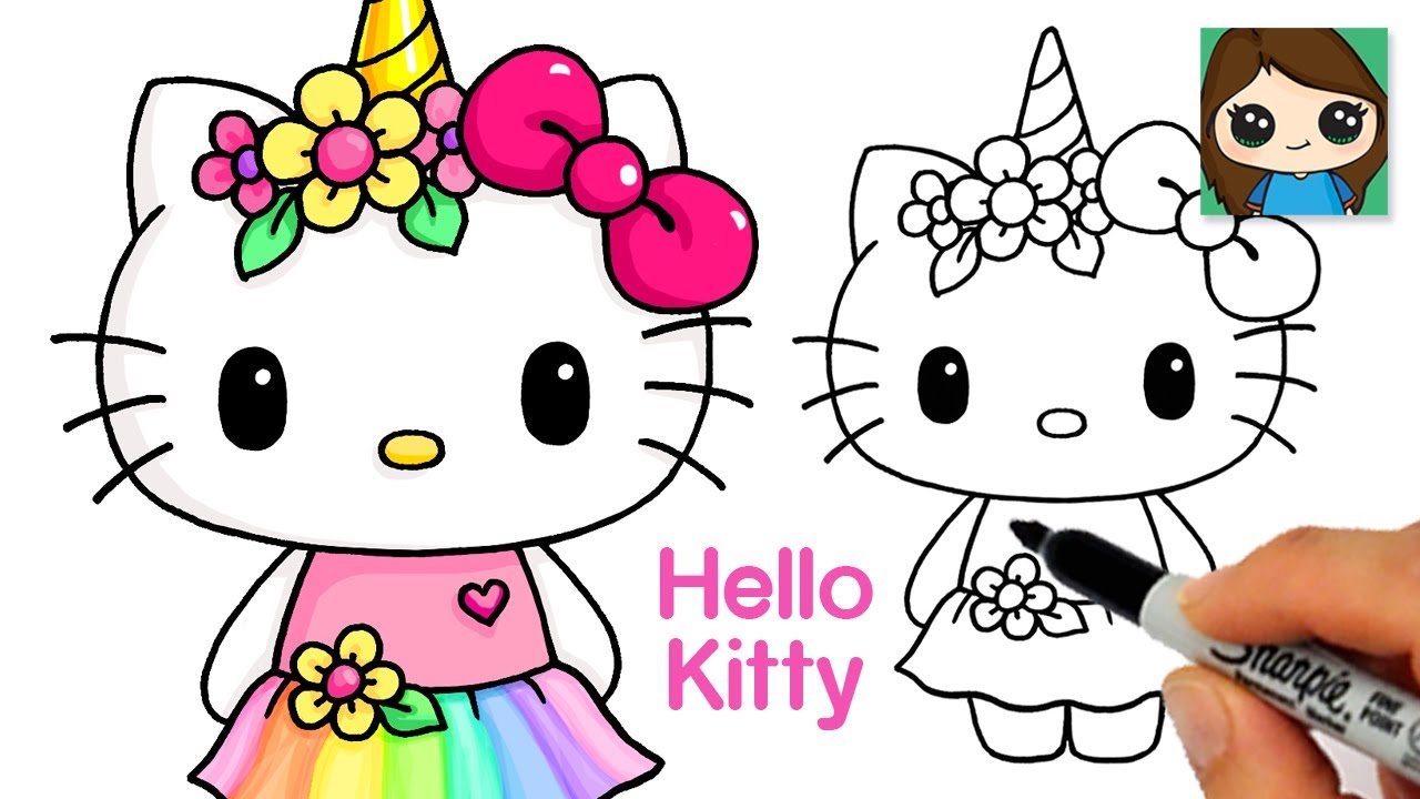 How to Draw Unicorn Hello Kitty 🦄 - YouTube