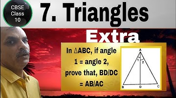 In ΔABC, if angle 1 = angle 2, prove that, BD/DC = AB/AC